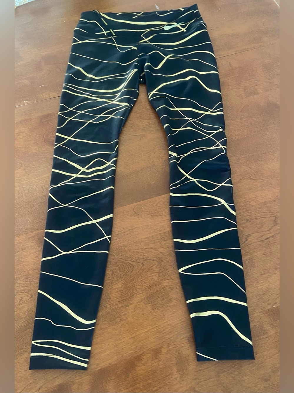 Nike Black Leggings with Yellow Wave Print